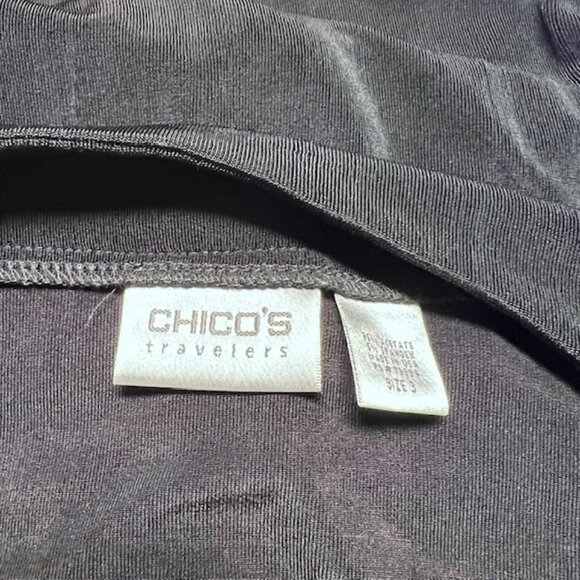 Chico's Travelers Black Sleeveless Ruffle Front Cardigan Size XL - Picture 8 of 8